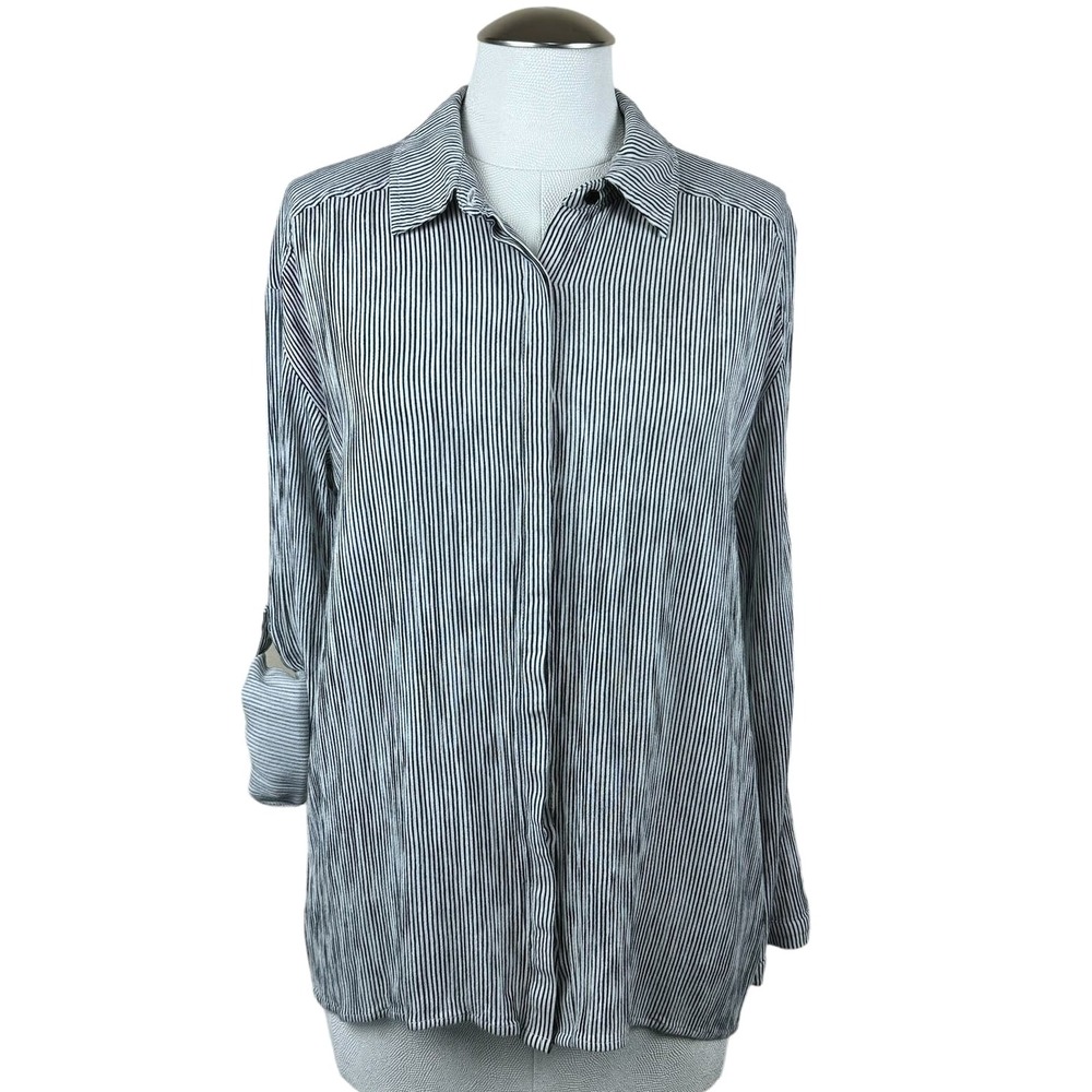 Cupcakes and Cashmere Women's‎ Blouse Striped Long Sleeve Button Down Top Small